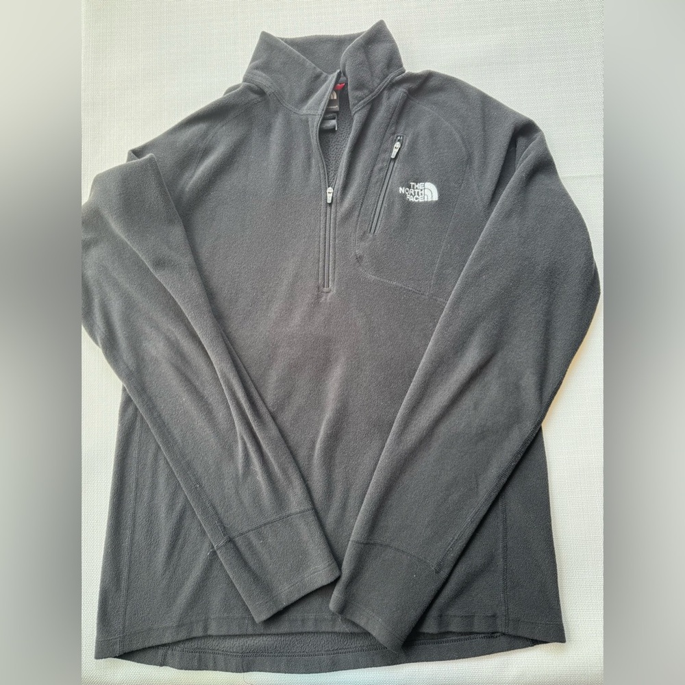 The North Face Pullover Long Sleeve Medium Fleece 1/4 Zip Mock Neck Gray Black